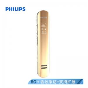 飞利浦 （PHILIPS）VTR5200 8GB 会议采访 双麦克风数码录音笔 金色