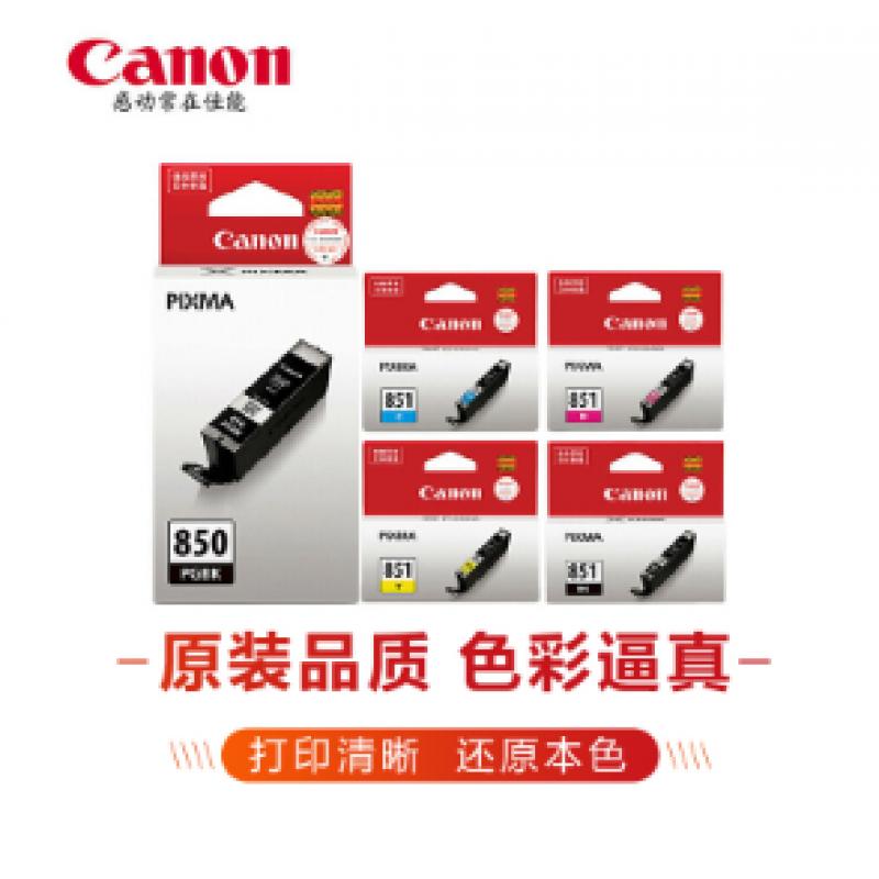 佳能(Canon）PGI850/CLI851 原装墨盒 (适用MG6400I;MG7180;IX6780;IX6880)标准容量5色套装（5个墨盒）