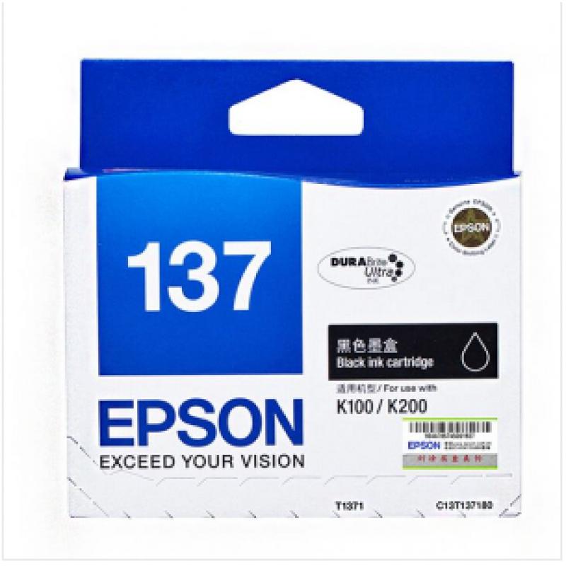 爱普生(EPSON) T1371 黑色墨盒 适用于K100 K105 K200 K205 305 打印量1000页