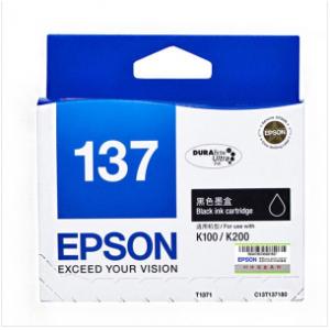 爱普生(EPSON) T1371 黑色墨盒 适用于K100 K105 K200 K205 305 打印量1000页